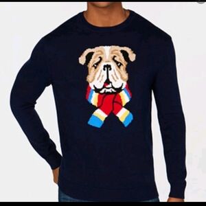 Cluc Room Men's Navy Bulldog Crewneck  Sweater Size S.